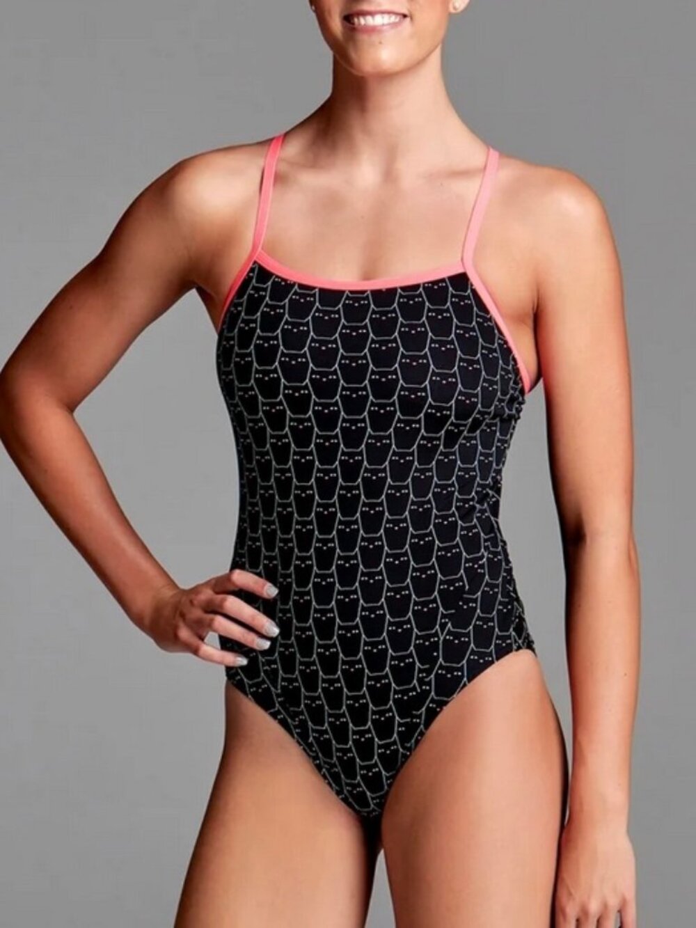 Funkita NWT Night Cat Performance One Piece Swim Womens US 34 (Size M - 8)